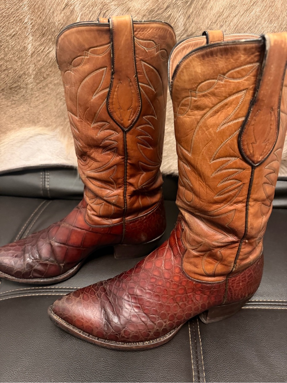 Vintage Exotic Pre-Ban Cowboy Boots - Brown/Tan